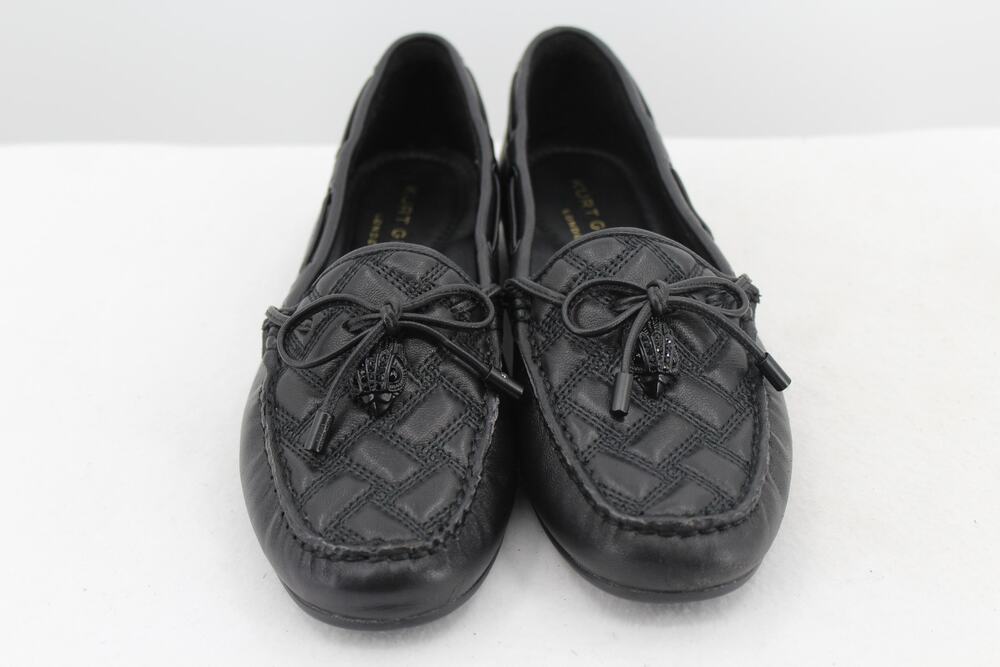 KURT GEIGER LONDON LEATHER EAGLE MOCCASIN LOAFERS IN BLACK 38 Women’s 7.5